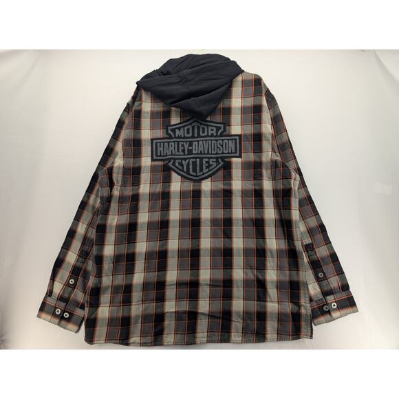 NWT Harley-Davidson Men's Metal Bound Long Sleeve Hooded Shirt size XL - Picture 8 of 8